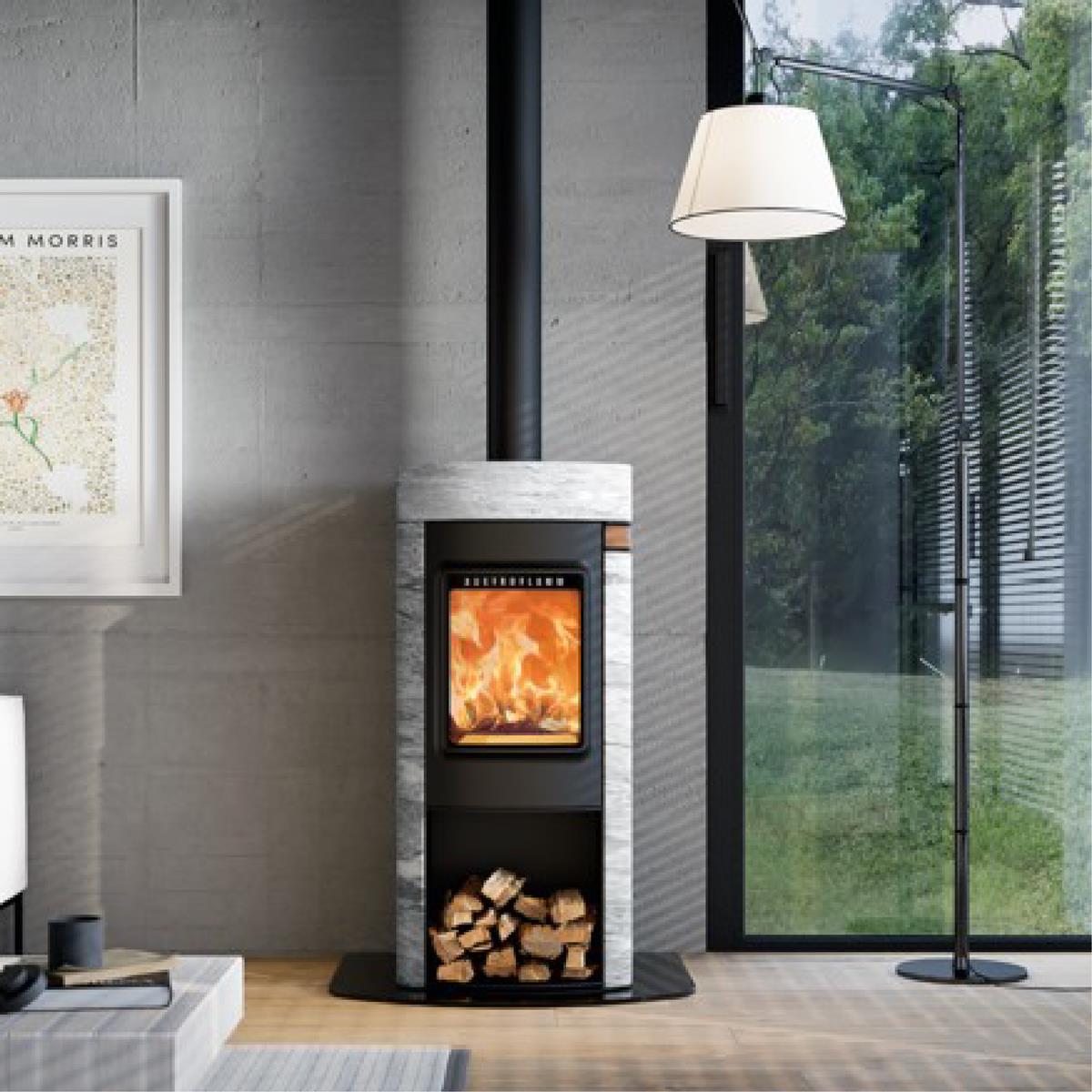 Didatto srl Elisabeth rivest. marmo nuvolato grigio con tubo da 100 cm